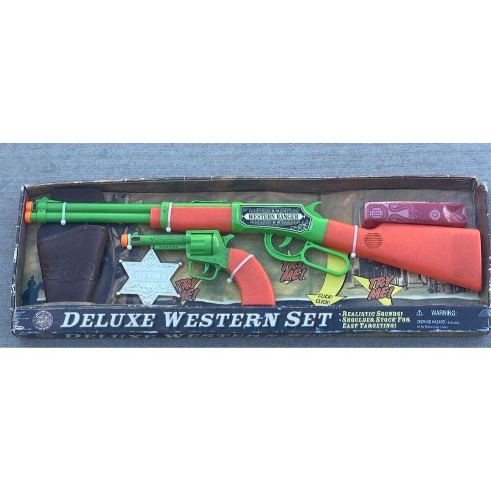 New SRM TOY! KIDS Deluxe Western Set Realistic Sounds Rifle Pistol & Holster